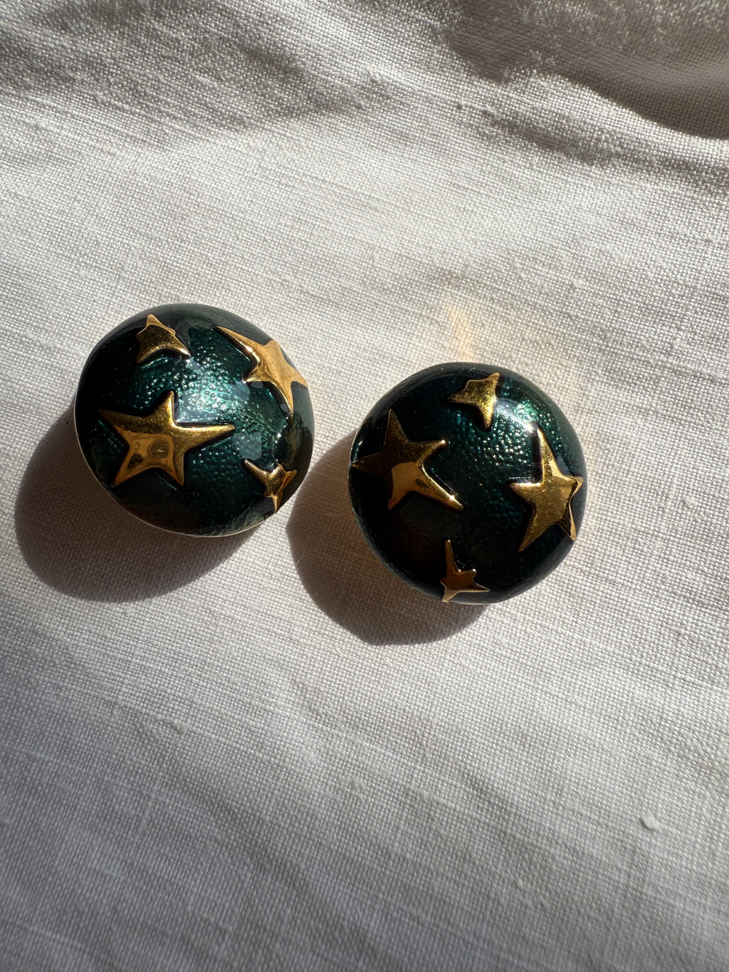 Valentino gold stars green earrings 90s