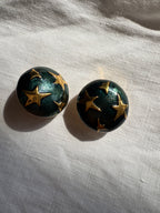 Valentino gold stars green earrings 90s