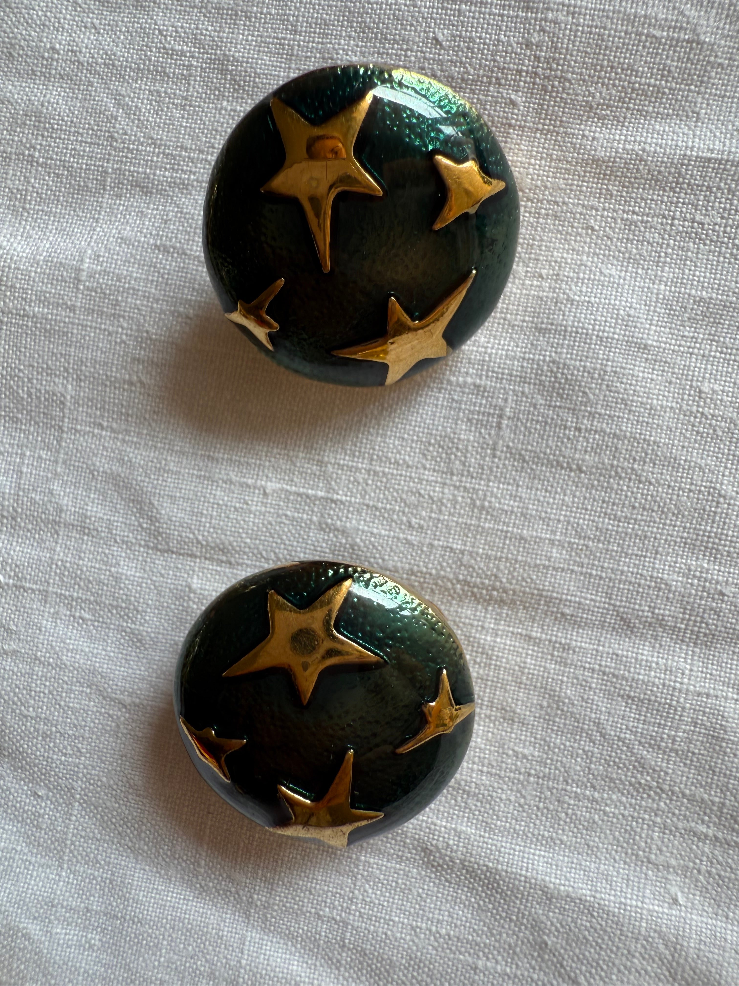 Valentino gold stars green earrings 90s