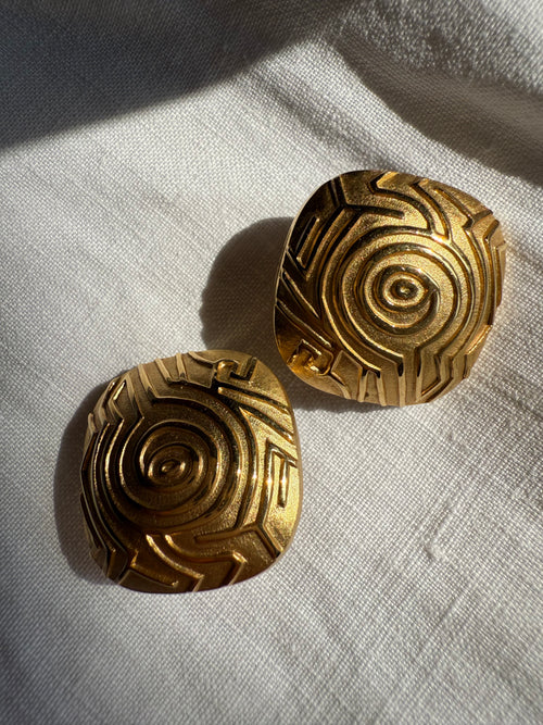 Lanvin Authentic rare Lanvin gold clip earrings 90s earrings Emilia Archive Vintage