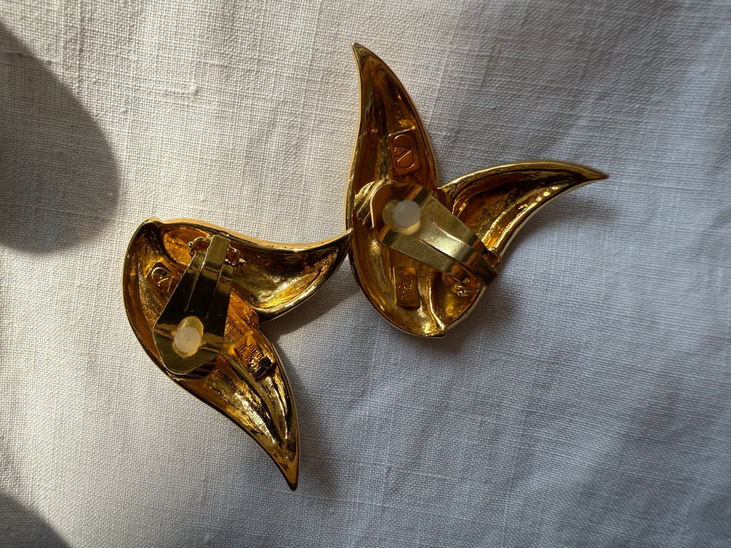 Valentino gold clip earrings 90s
