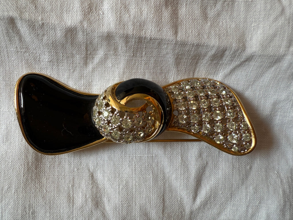 Valentino gold black bow pin brooch 90s