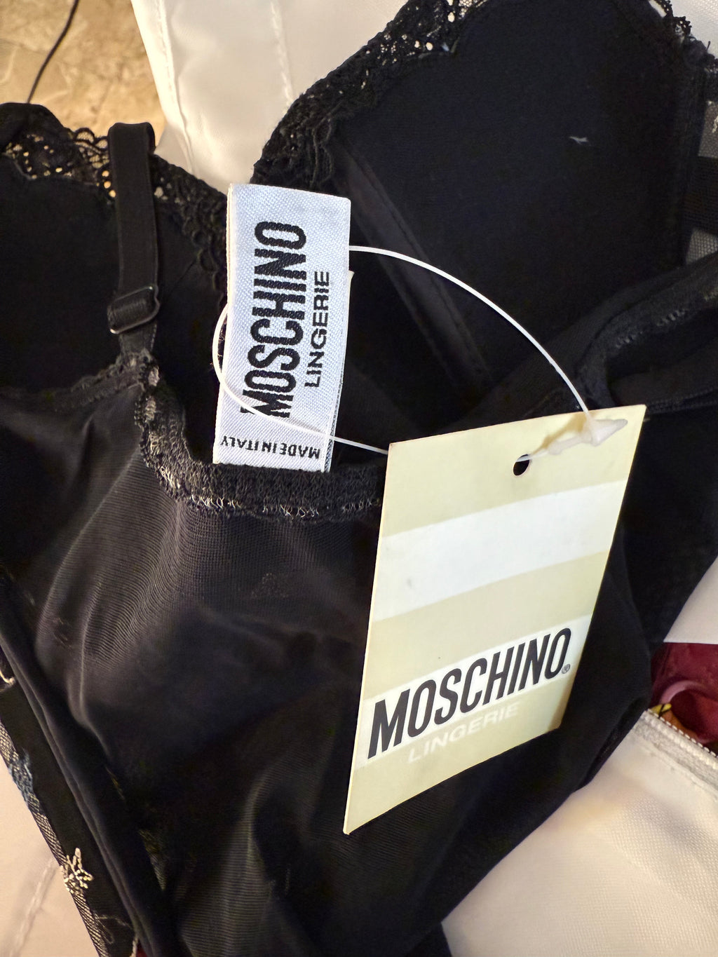 Moschino lingerie bust top embroidered
