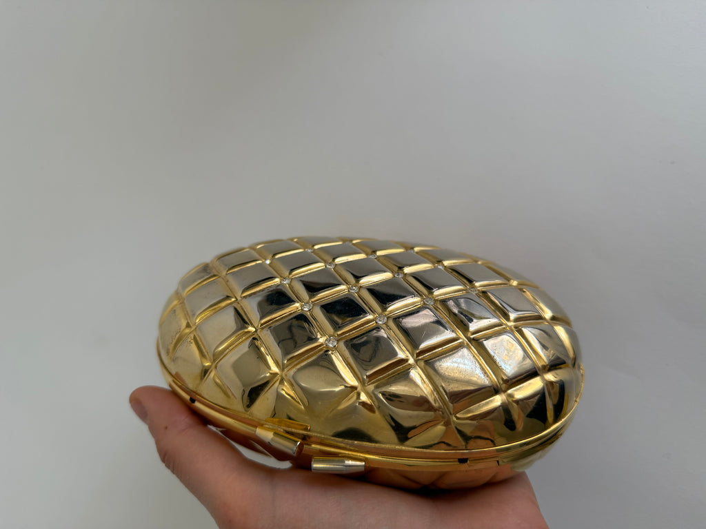 Vintage gold clutch egg strass 80s