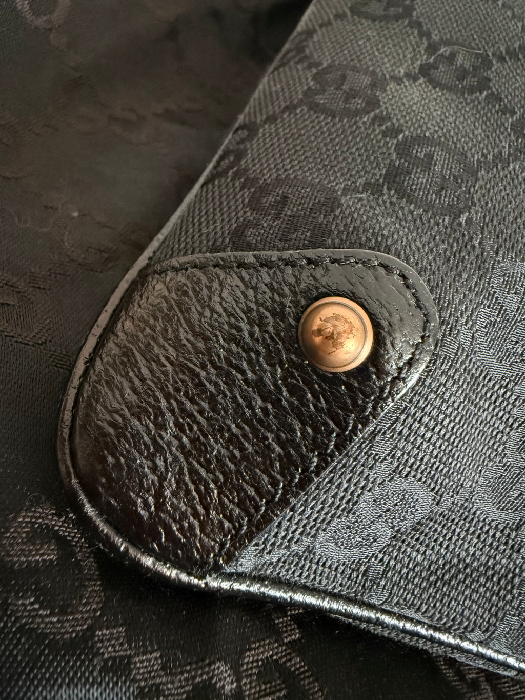 Rare Gucci bamboo black shoulder bag 2000s