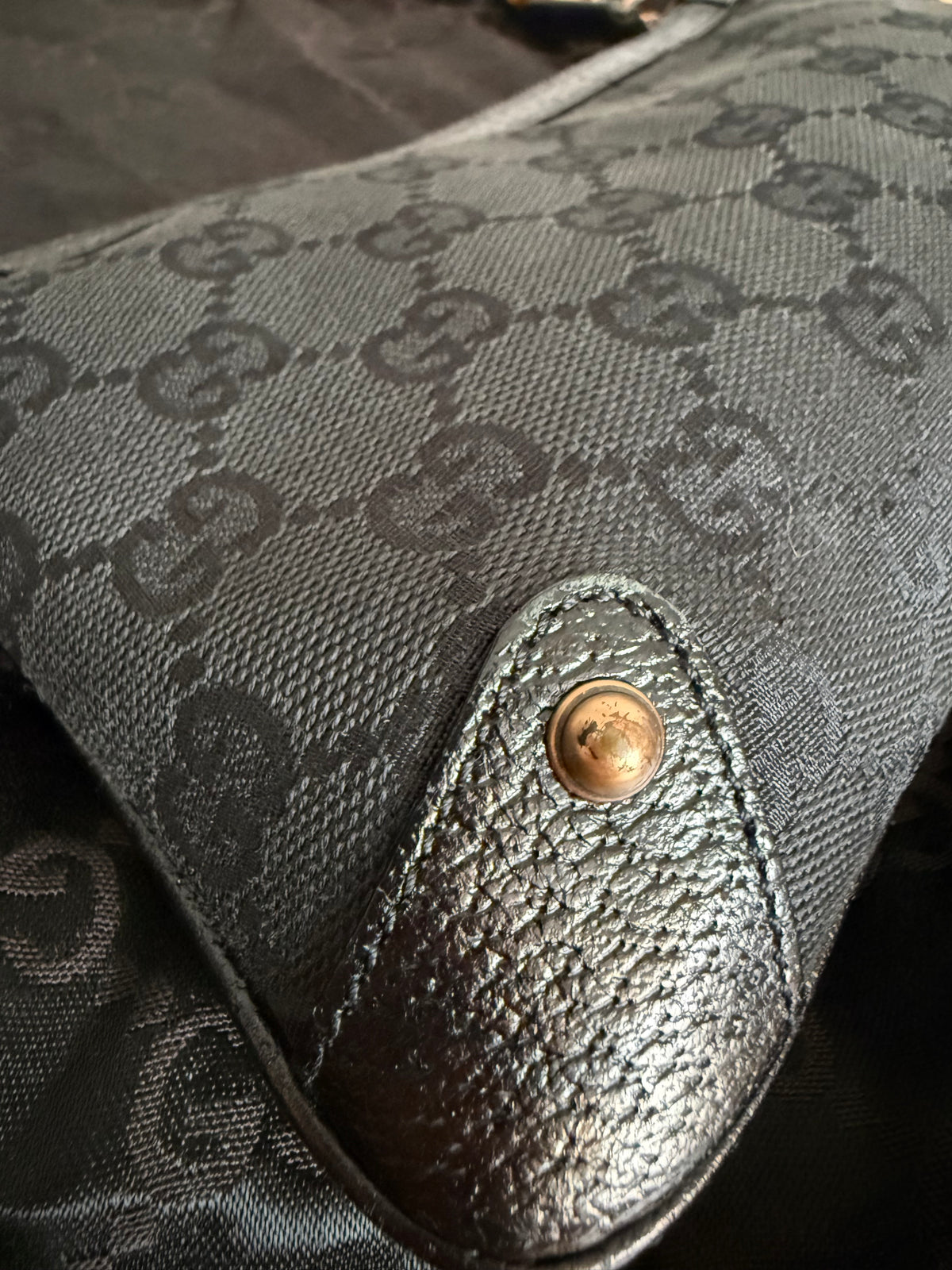 Rare Gucci bamboo black shoulder bag 2000s