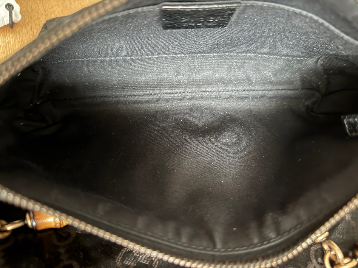 Rare Gucci bamboo black shoulder bag 2000s