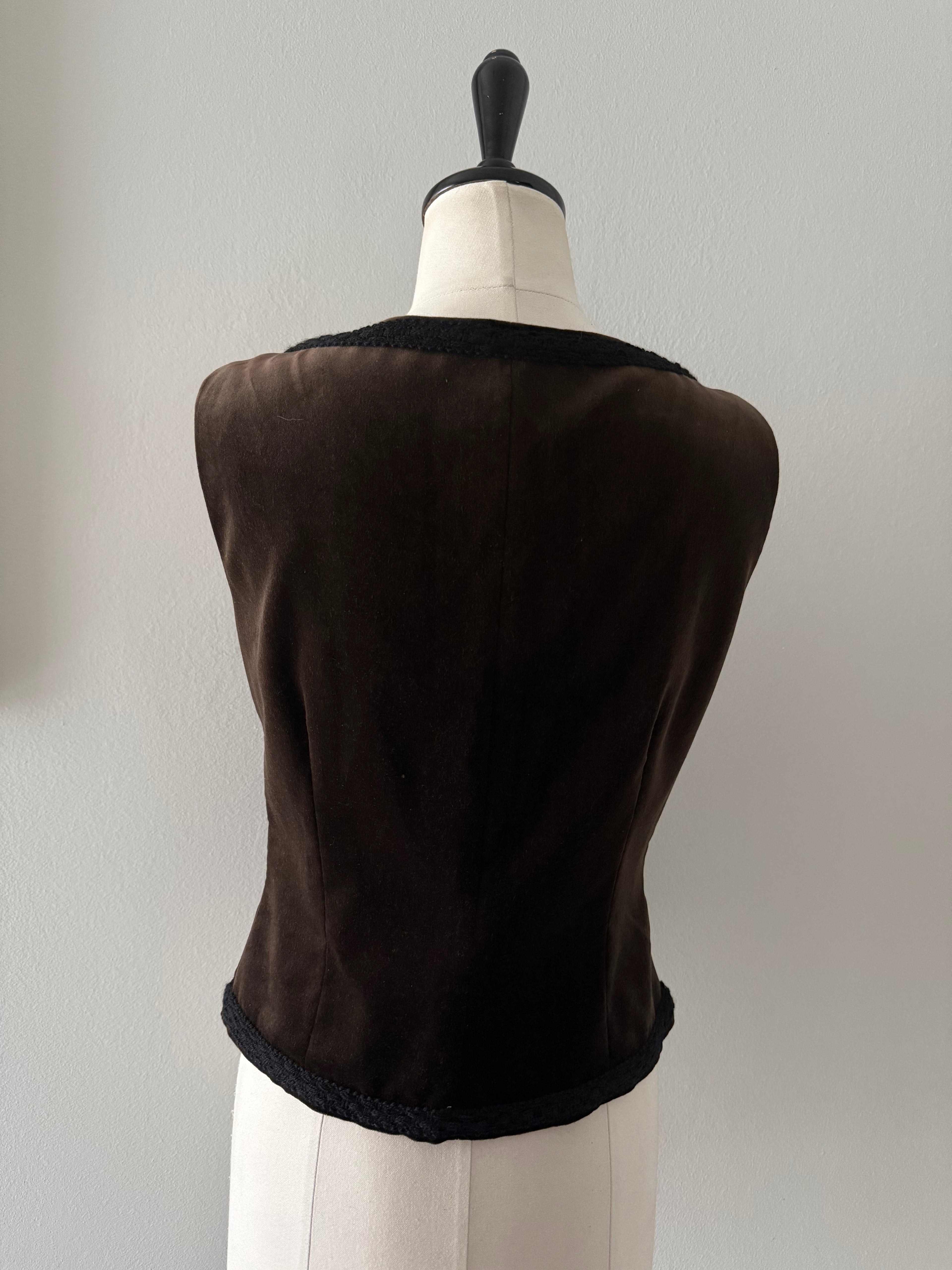 Costume National gilet vest brown velvet corset
