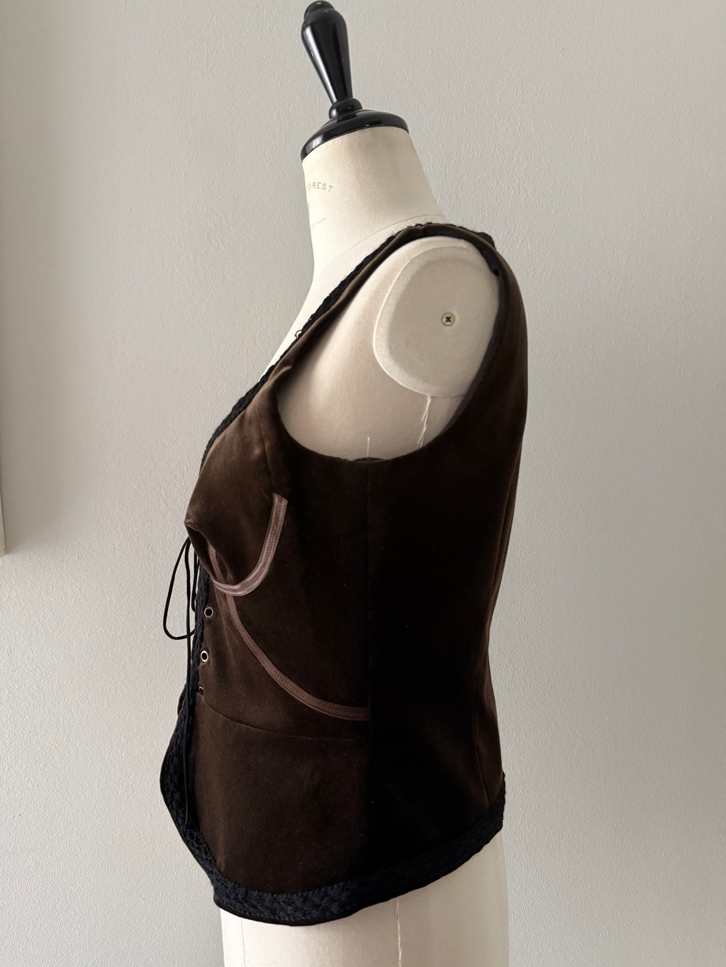Costume National gilet vest brown velvet corset