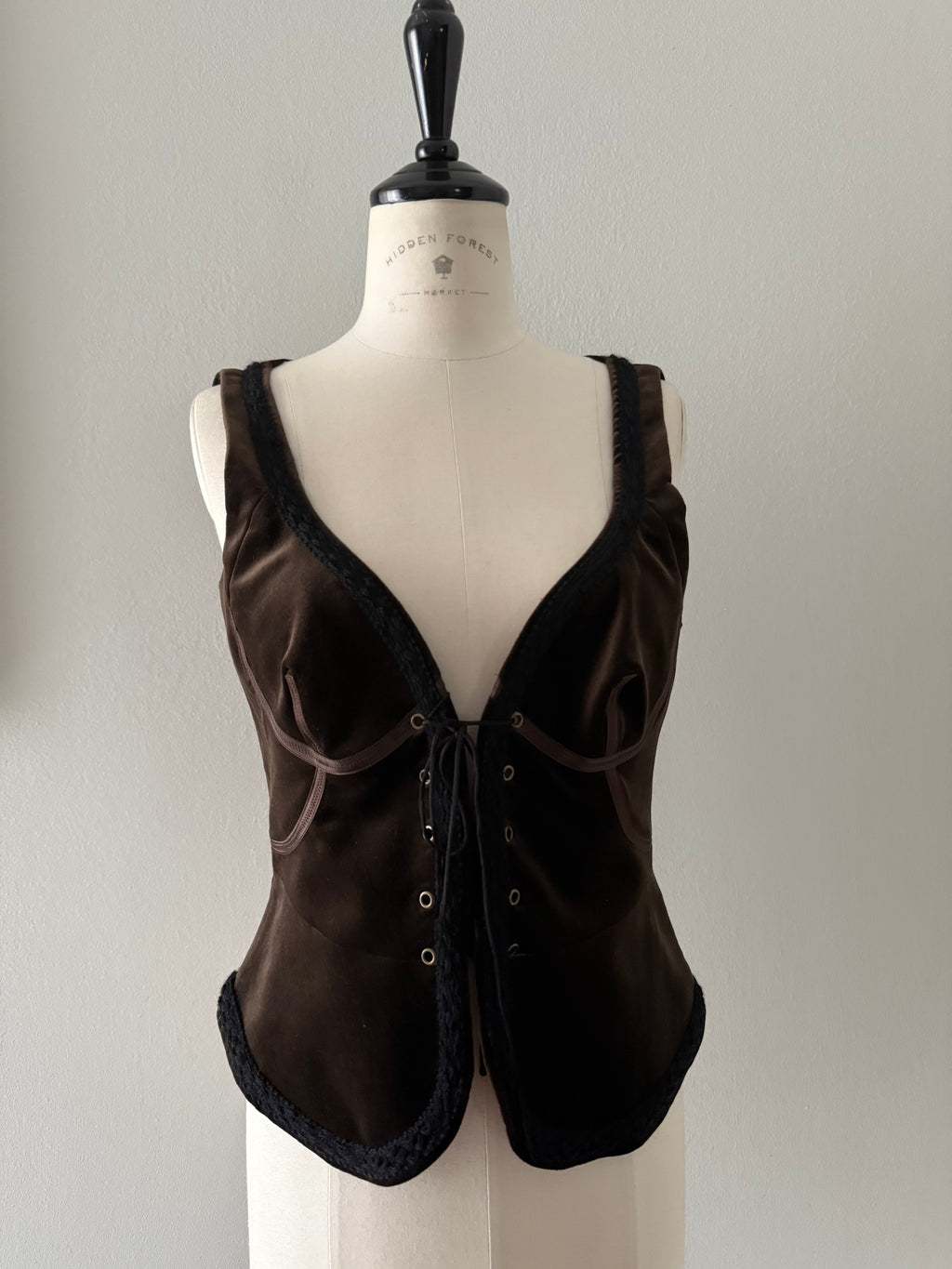 Costume National gilet vest brown velvet corset