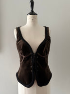 Costume National gilet vest brown velvet corset