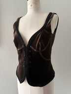 Costume National gilet vest brown velvet corset