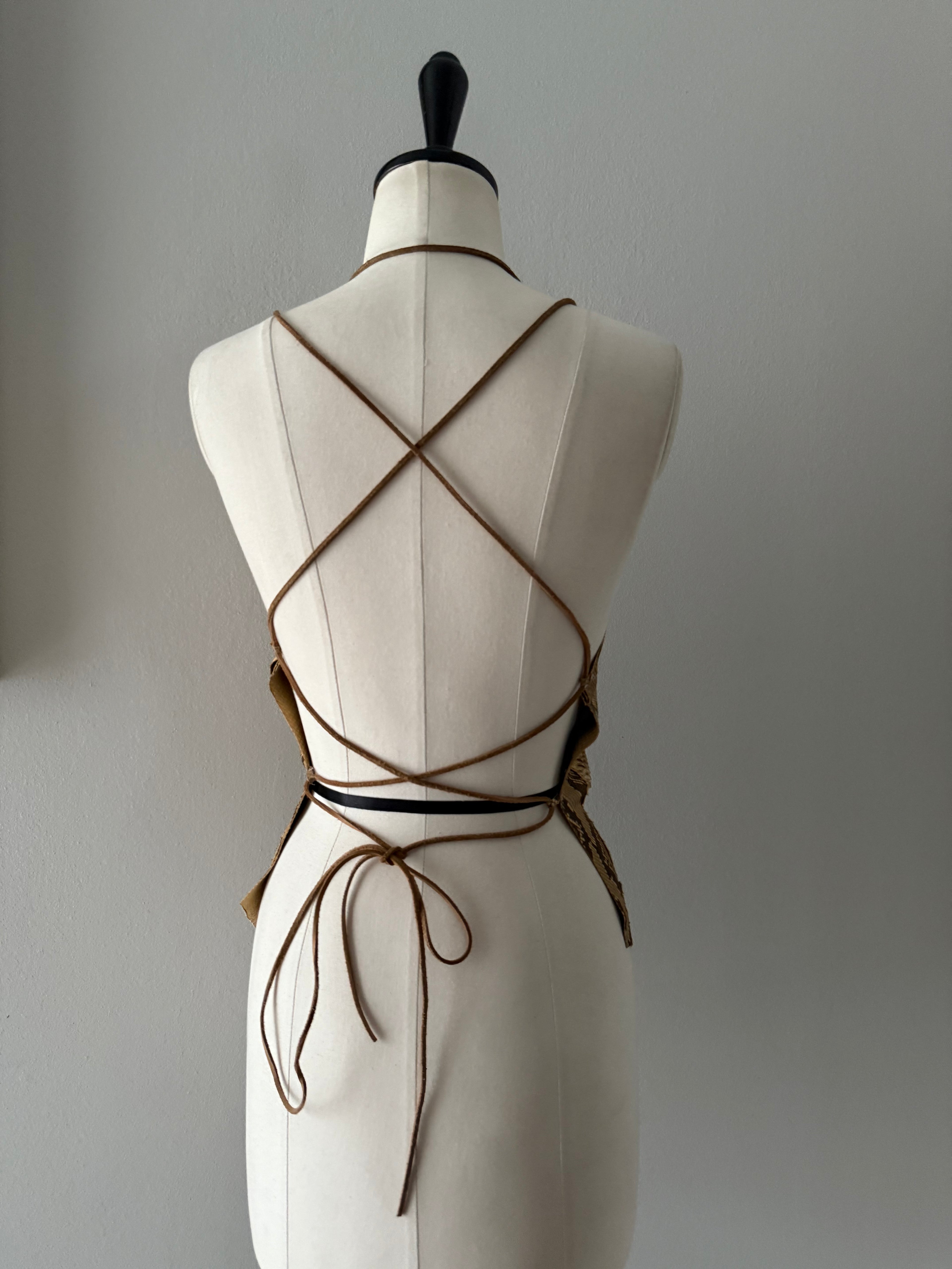 Rare top vintage leather python bare back 90s