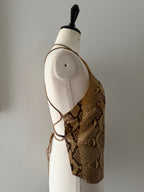 Rare top vintage leather python bare back 90s