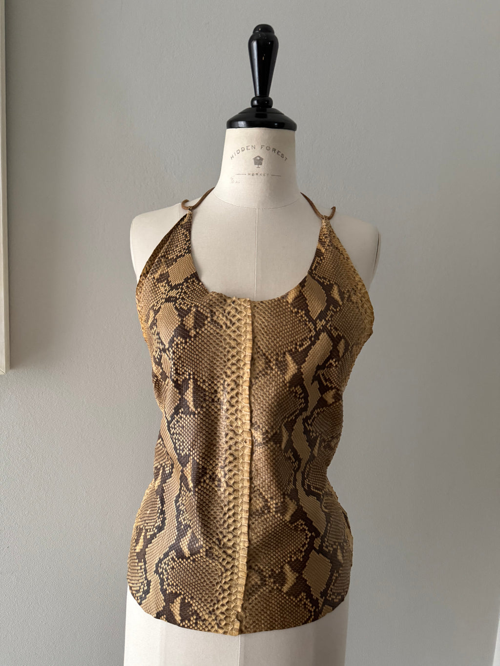 Rare top vintage leather python bare back 90s
