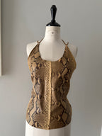 Rare top vintage leather python bare back 90s