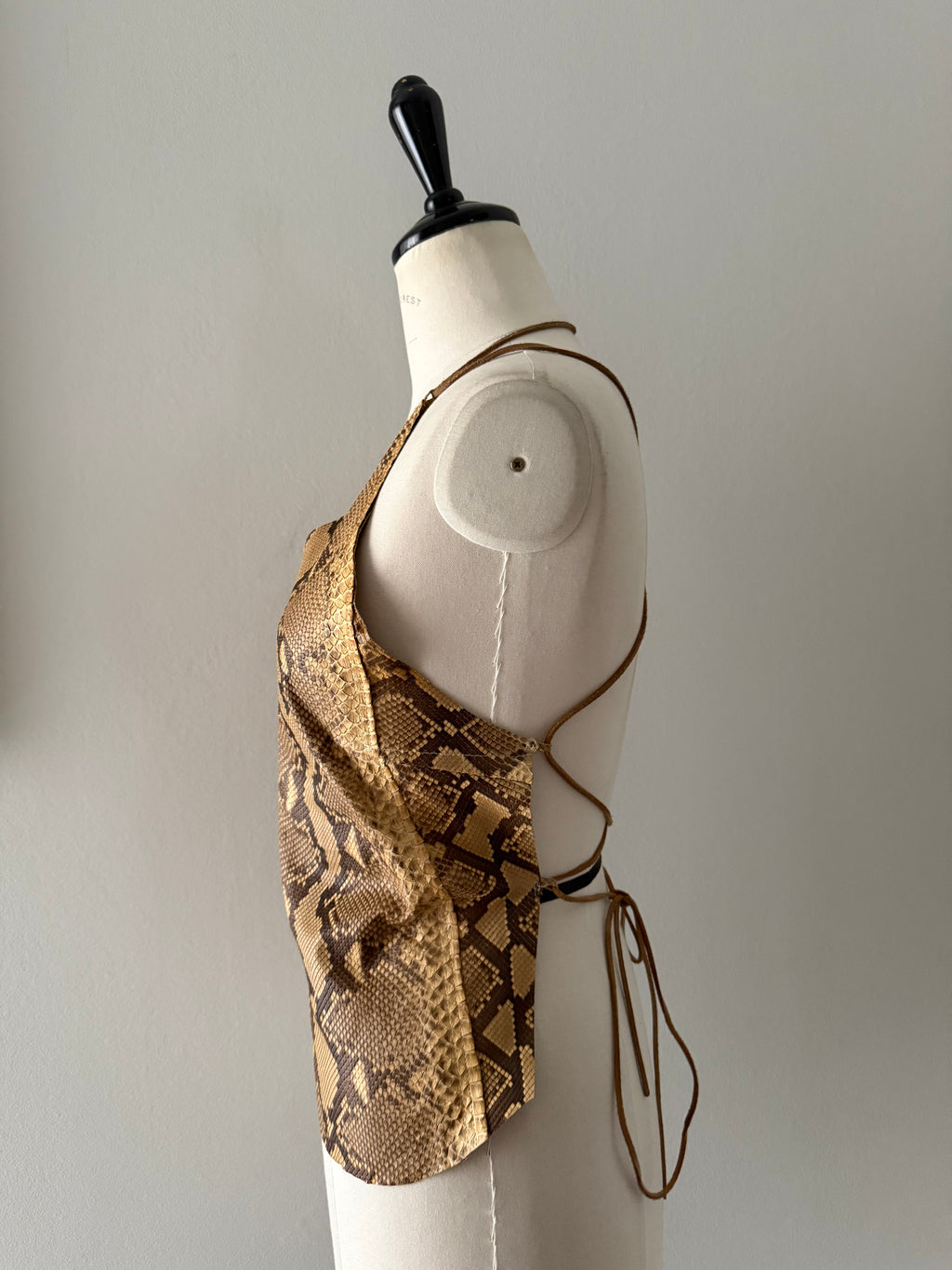 Rare top vintage leather python bare back 90s