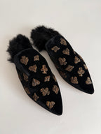 Sanayi 313 faux fur velvet "play cards" embroidery