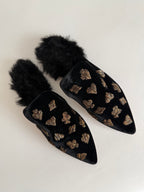 Sanayi 313 faux fur velvet "play cards" embroidery