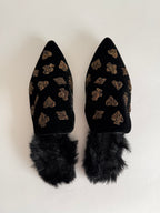 Sanayi 313 faux fur velvet "play cards" embroidery