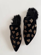Sanayi 313 faux fur velvet "play cards" embroidery