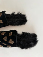 Sanayi 313 faux fur velvet "play cards" embroidery