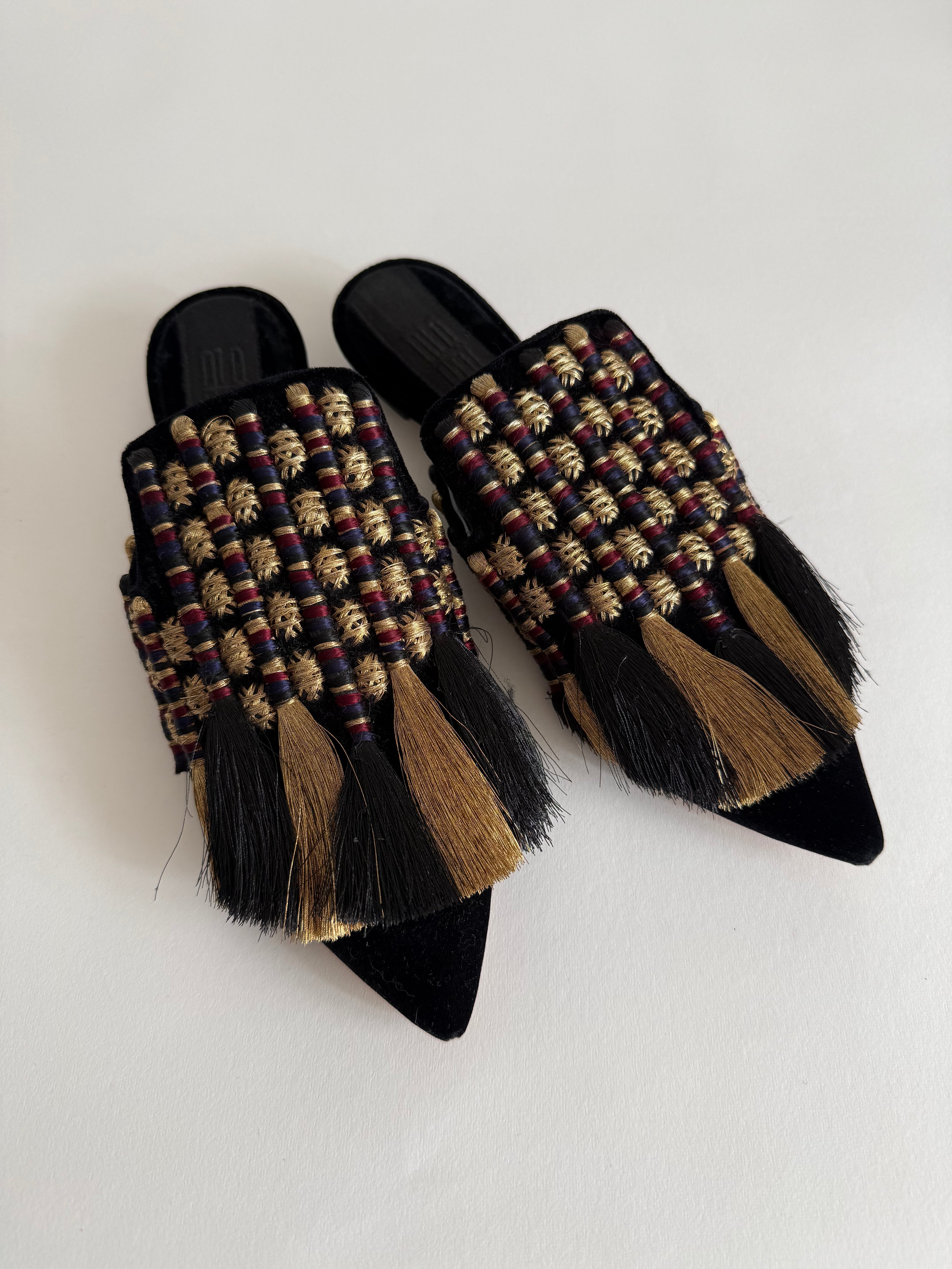Sanayi 313 mules embroidery fringe