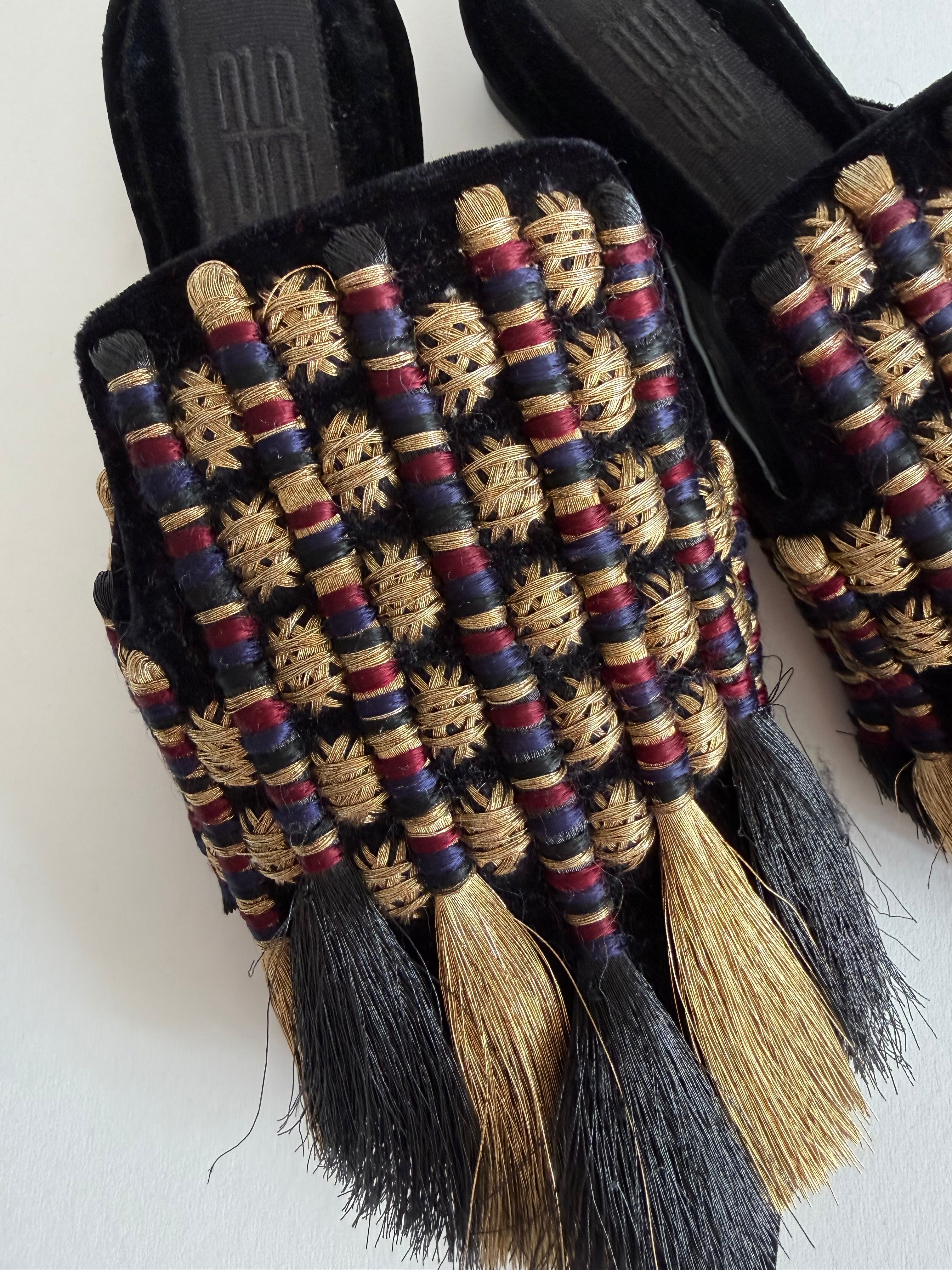 Sanayi 313 mules embroidery fringe