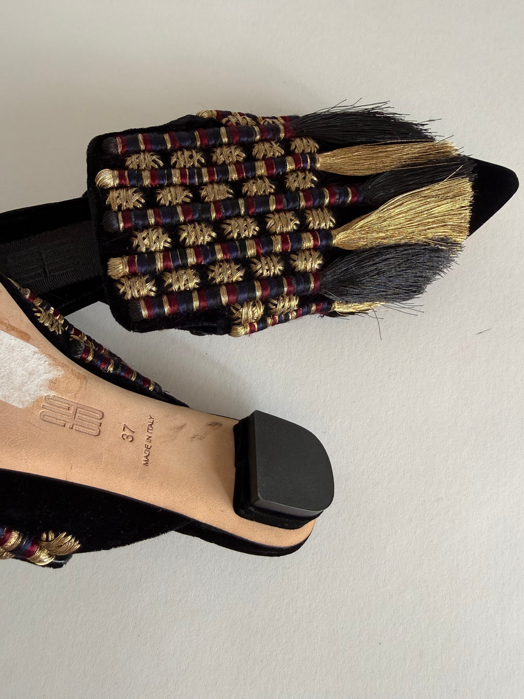 Sanayi 313 mules embroidery fringe