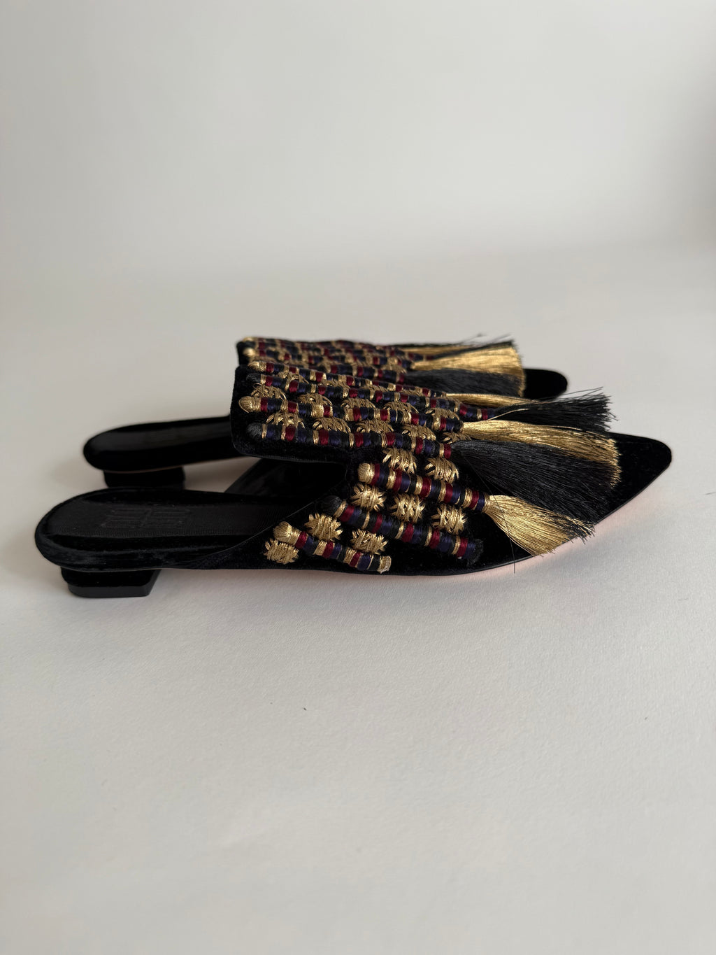 Sanayi 313 mules embroidery fringe