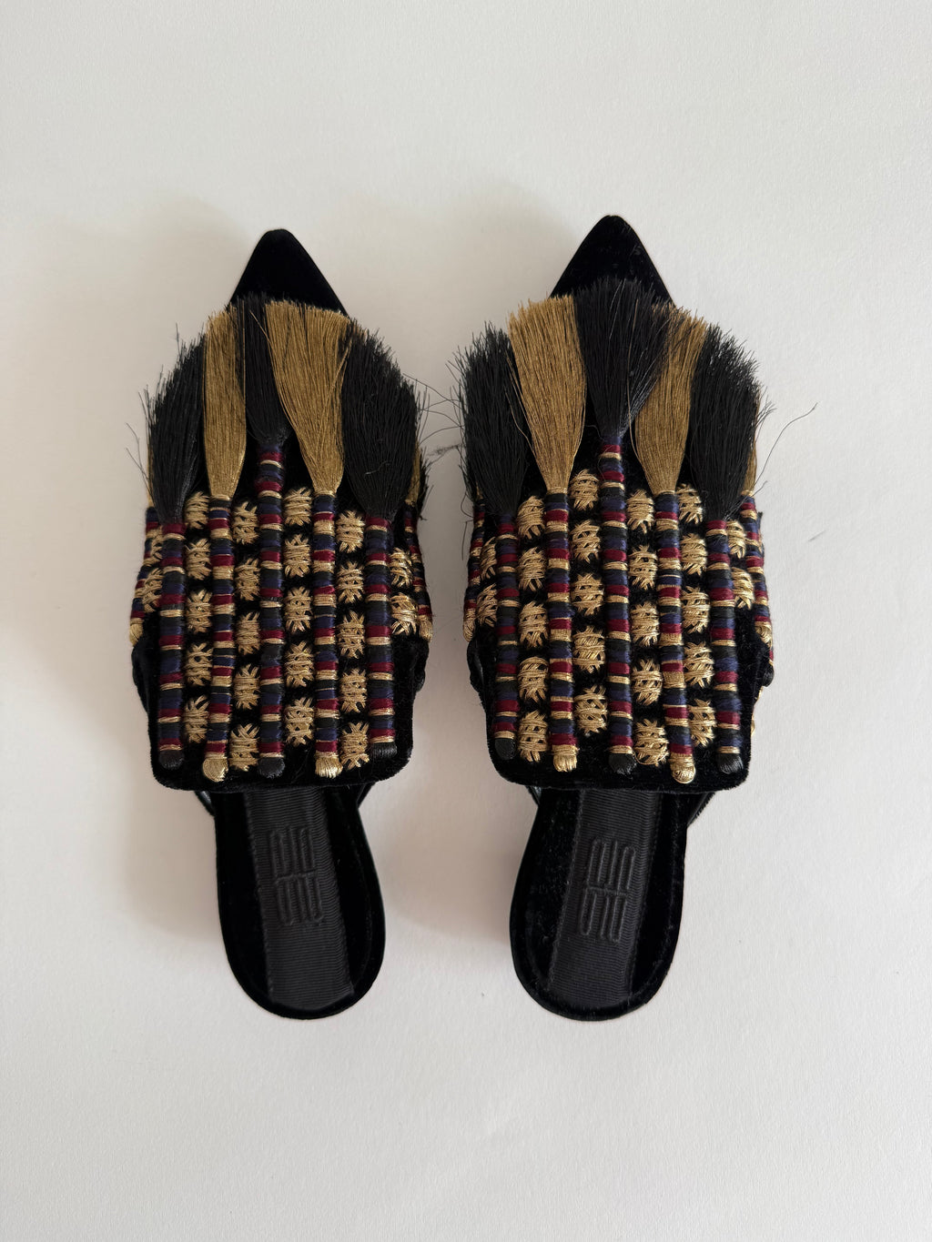Sanayi 313 mules embroidery fringe