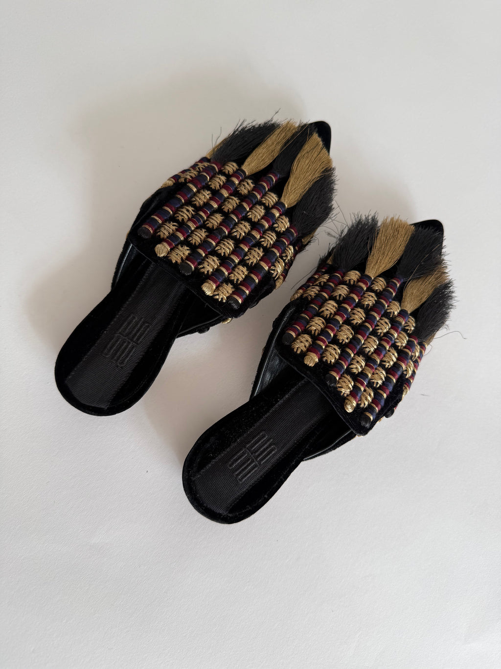 Sanayi 313 mules embroidery fringe