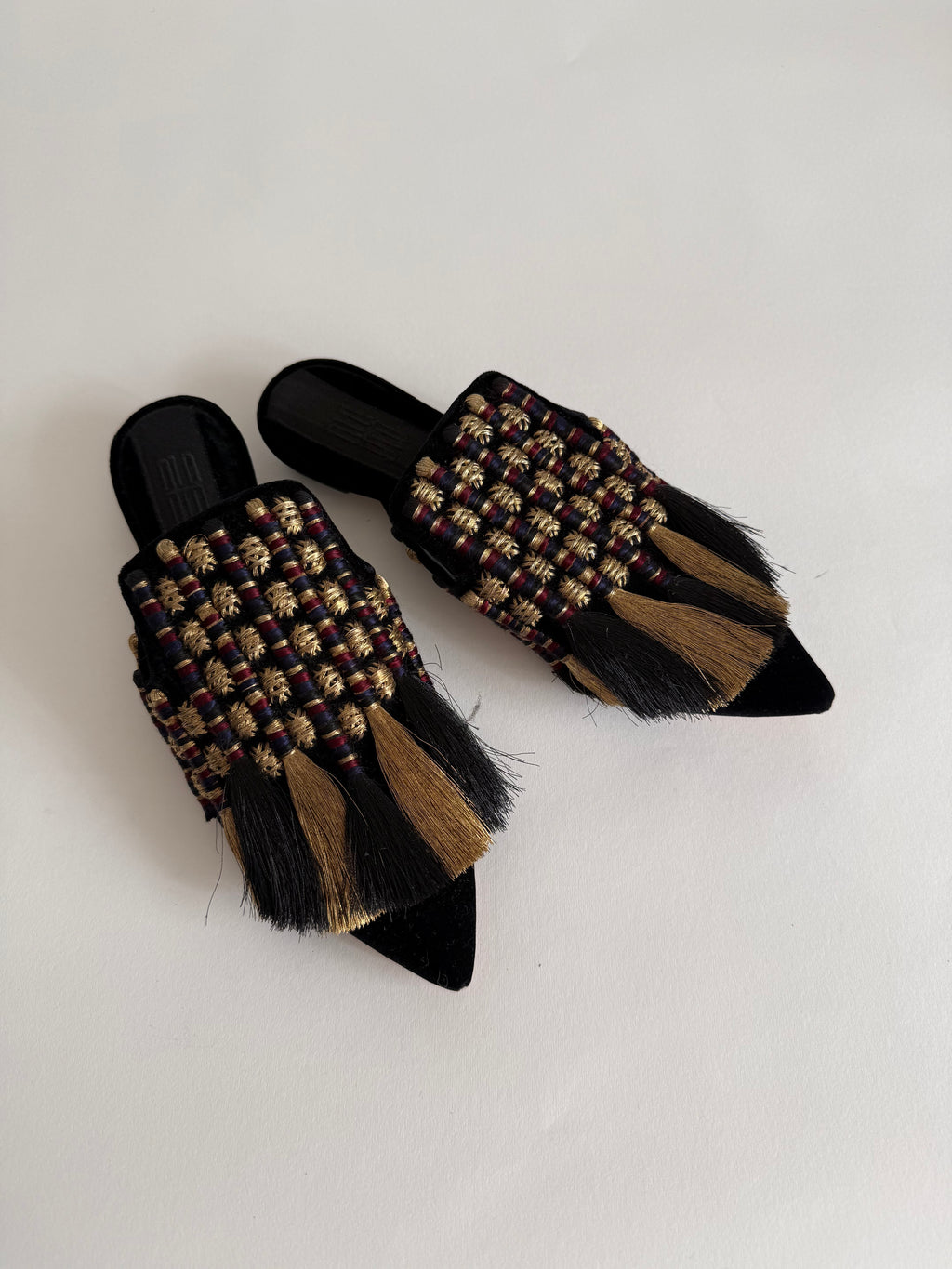 Sanayi 313 mules embroidery fringe