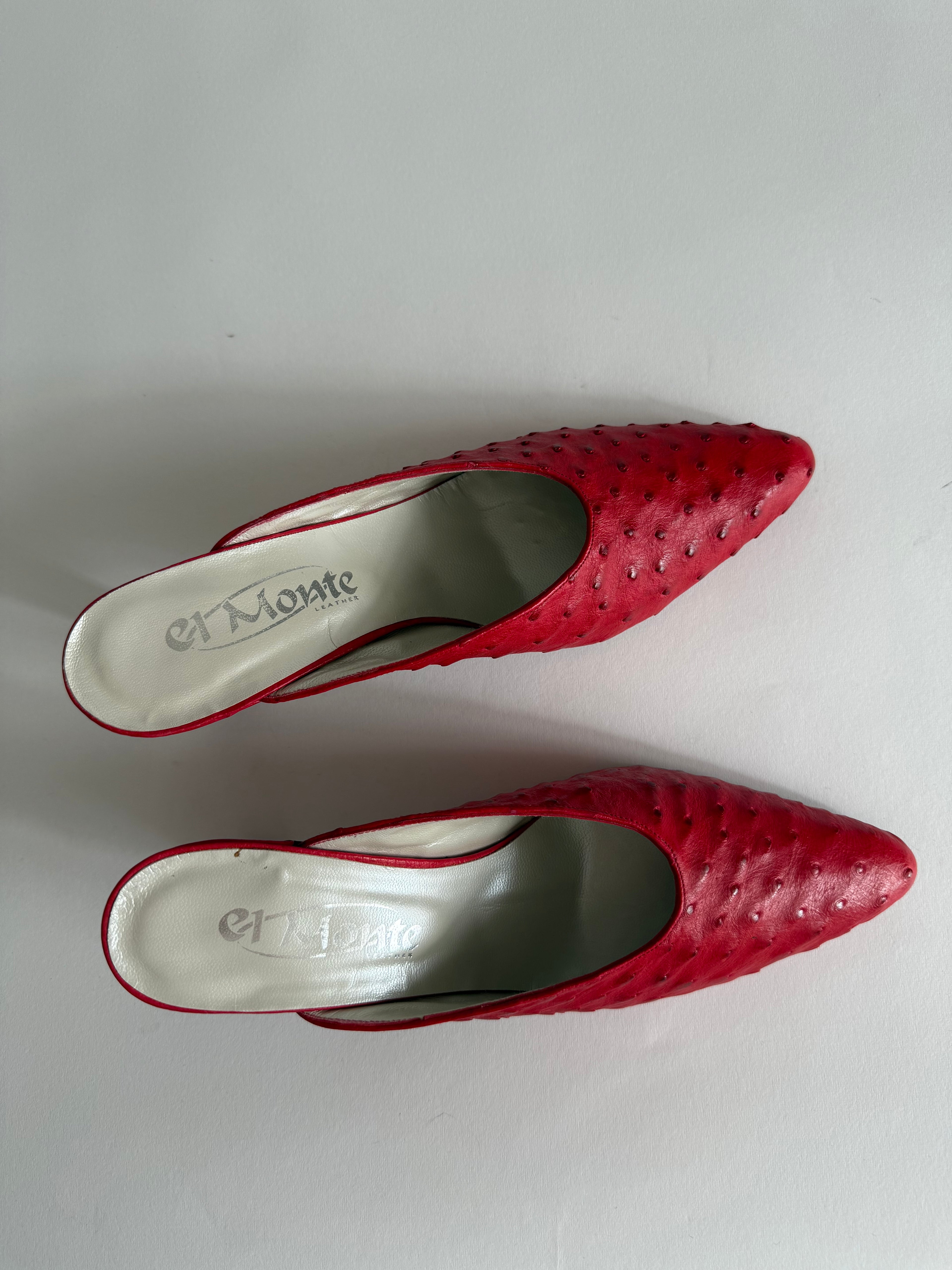 Mules vintage red ostrich