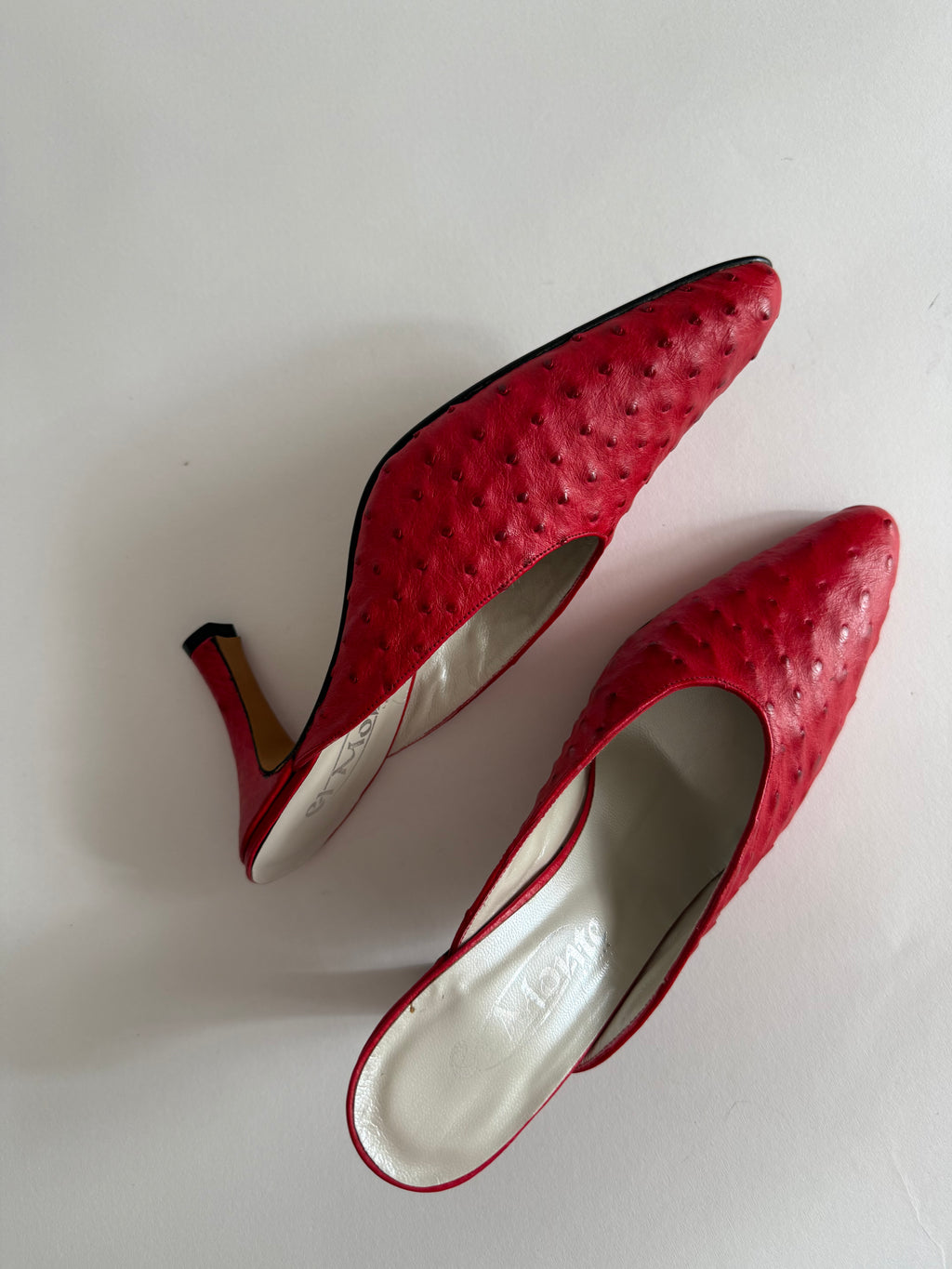 Mules vintage red ostrich