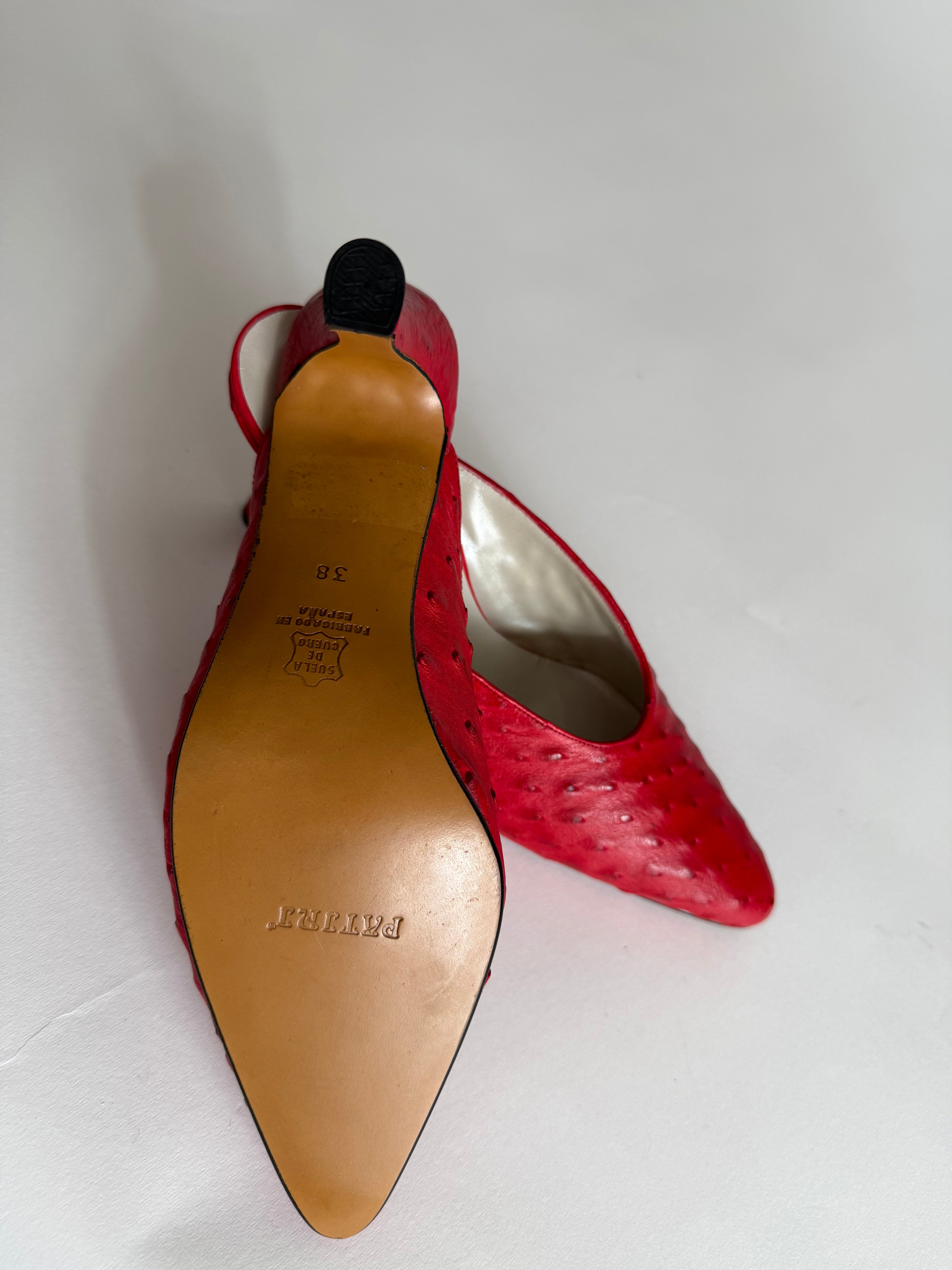 Mules vintage red ostrich