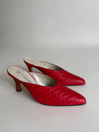 Mules vintage red ostrich