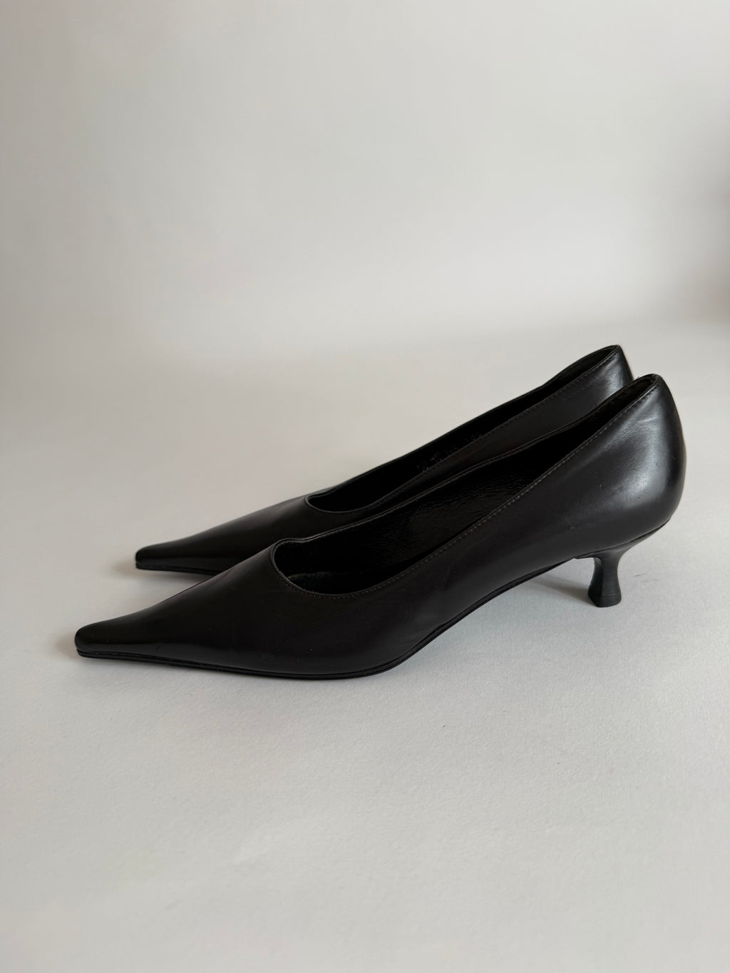 Pointed toe pumps with heel
