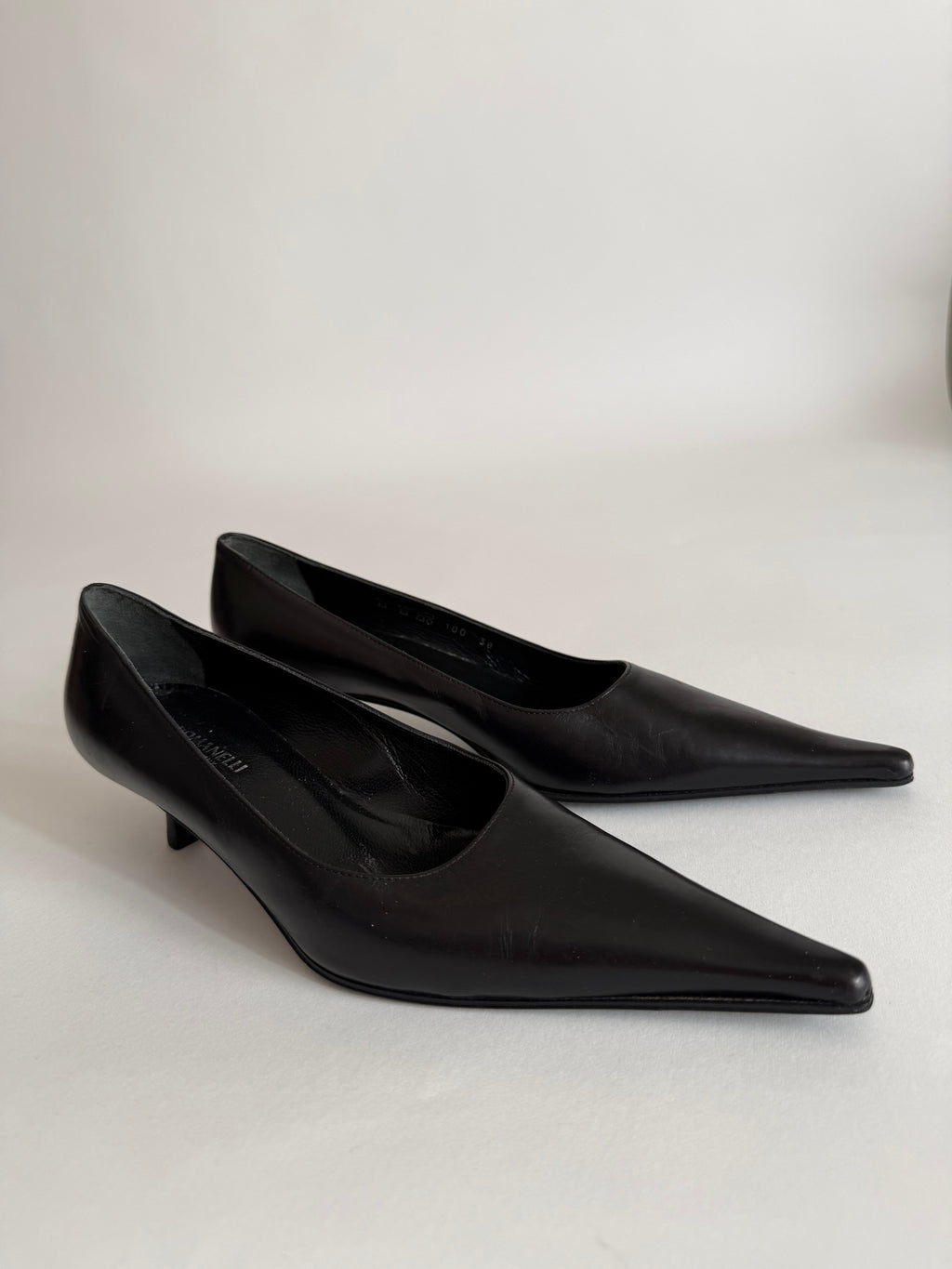 Pointed toe pumps with heel