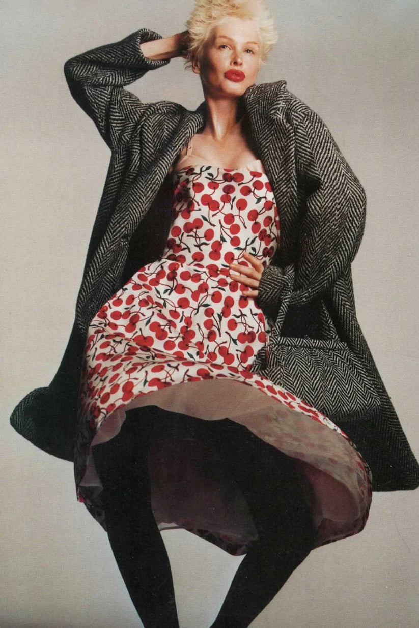 Dolce & Gabbana FW 1996 Runway silk set cherry print