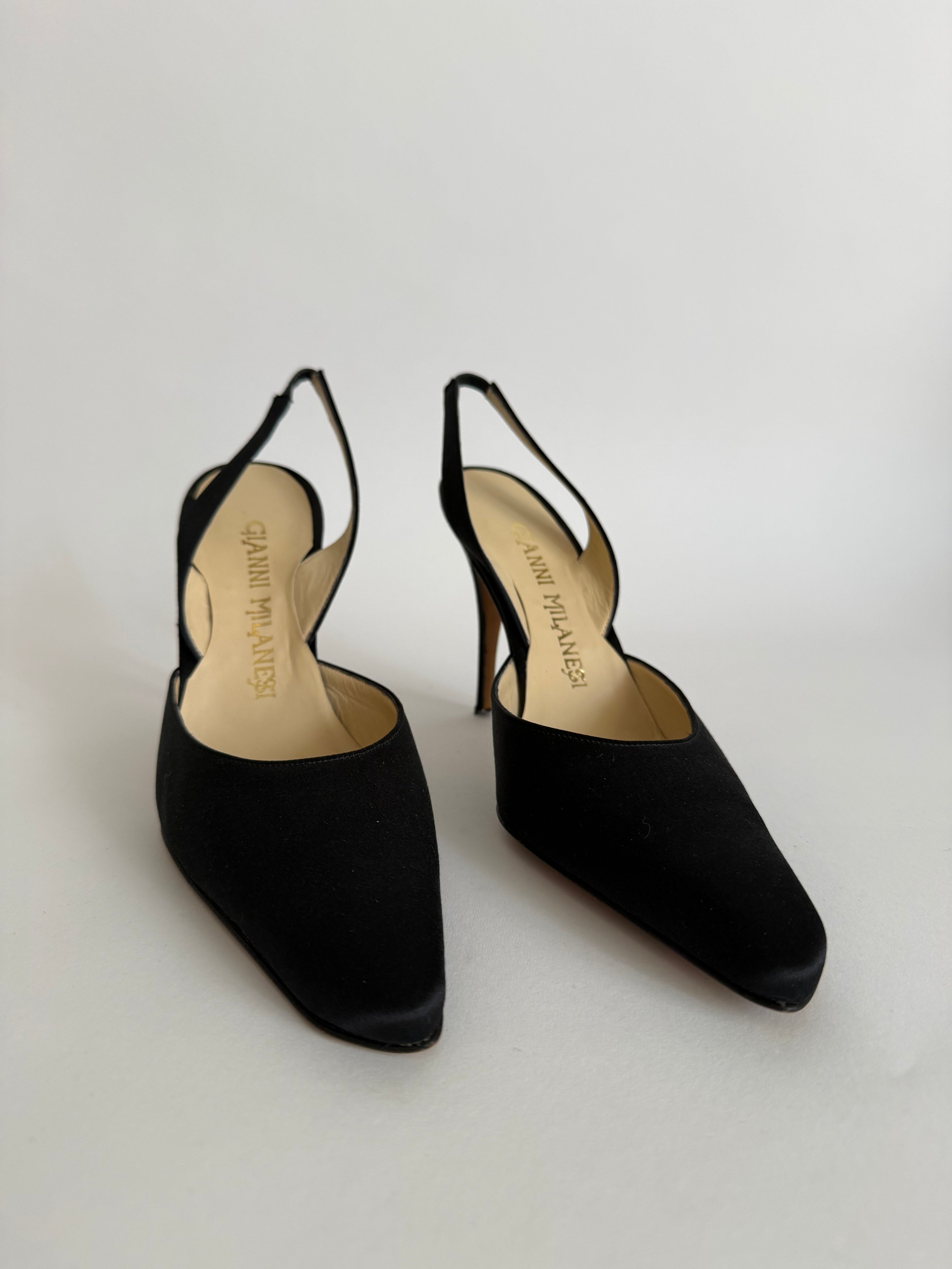 Slingback 90s silk black
