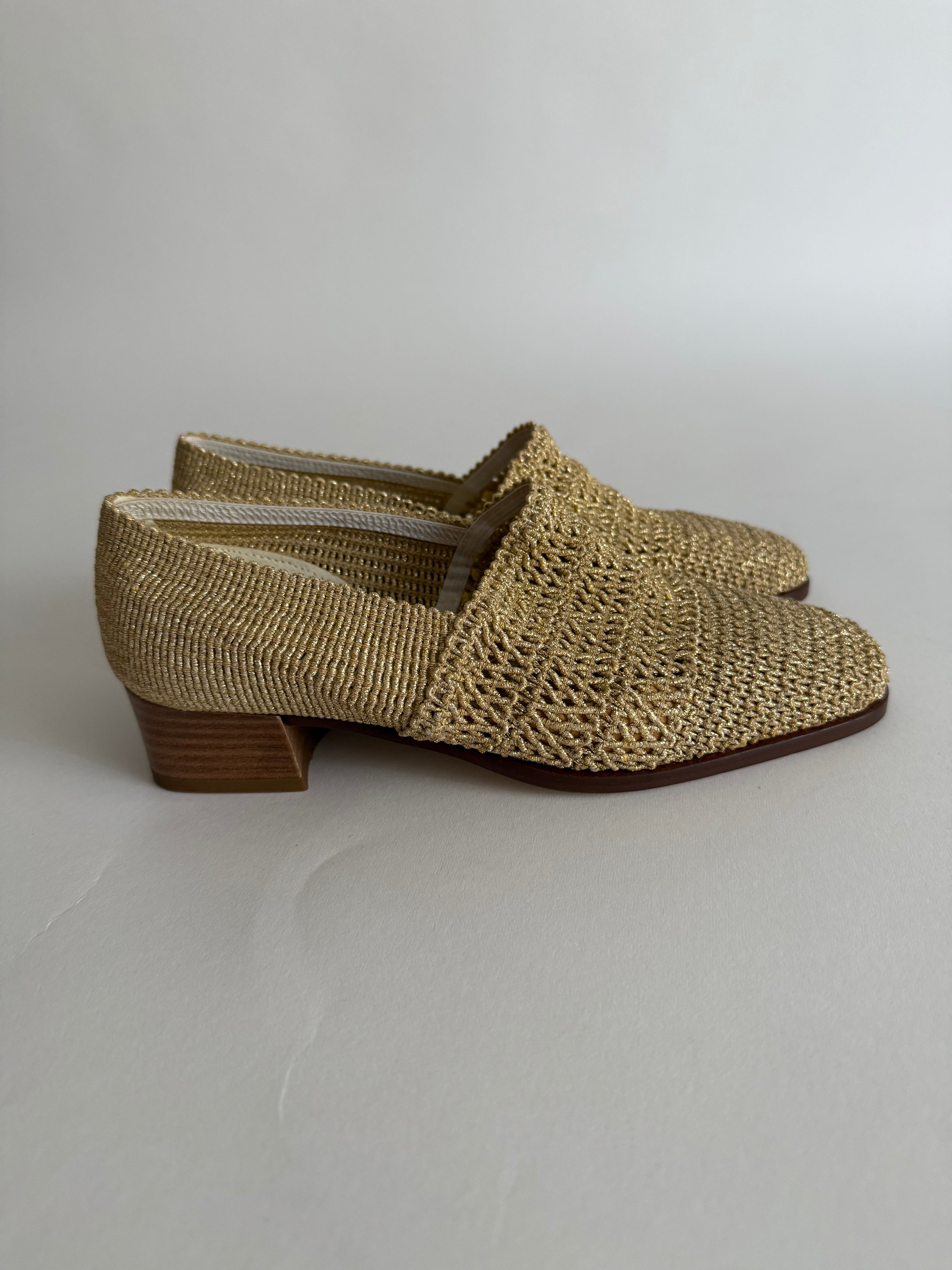Gold mesh moccasin
