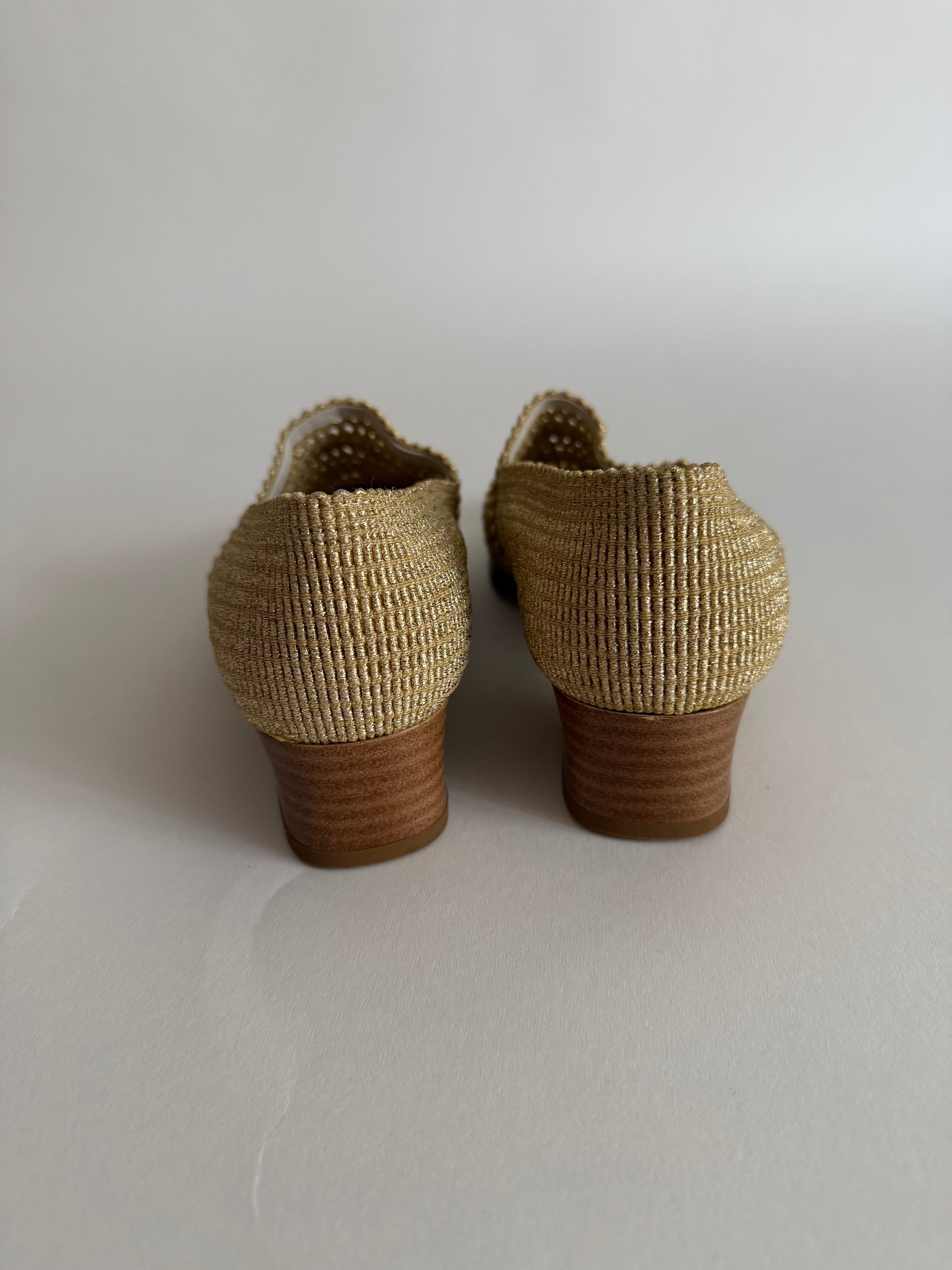 Gold mesh moccasin