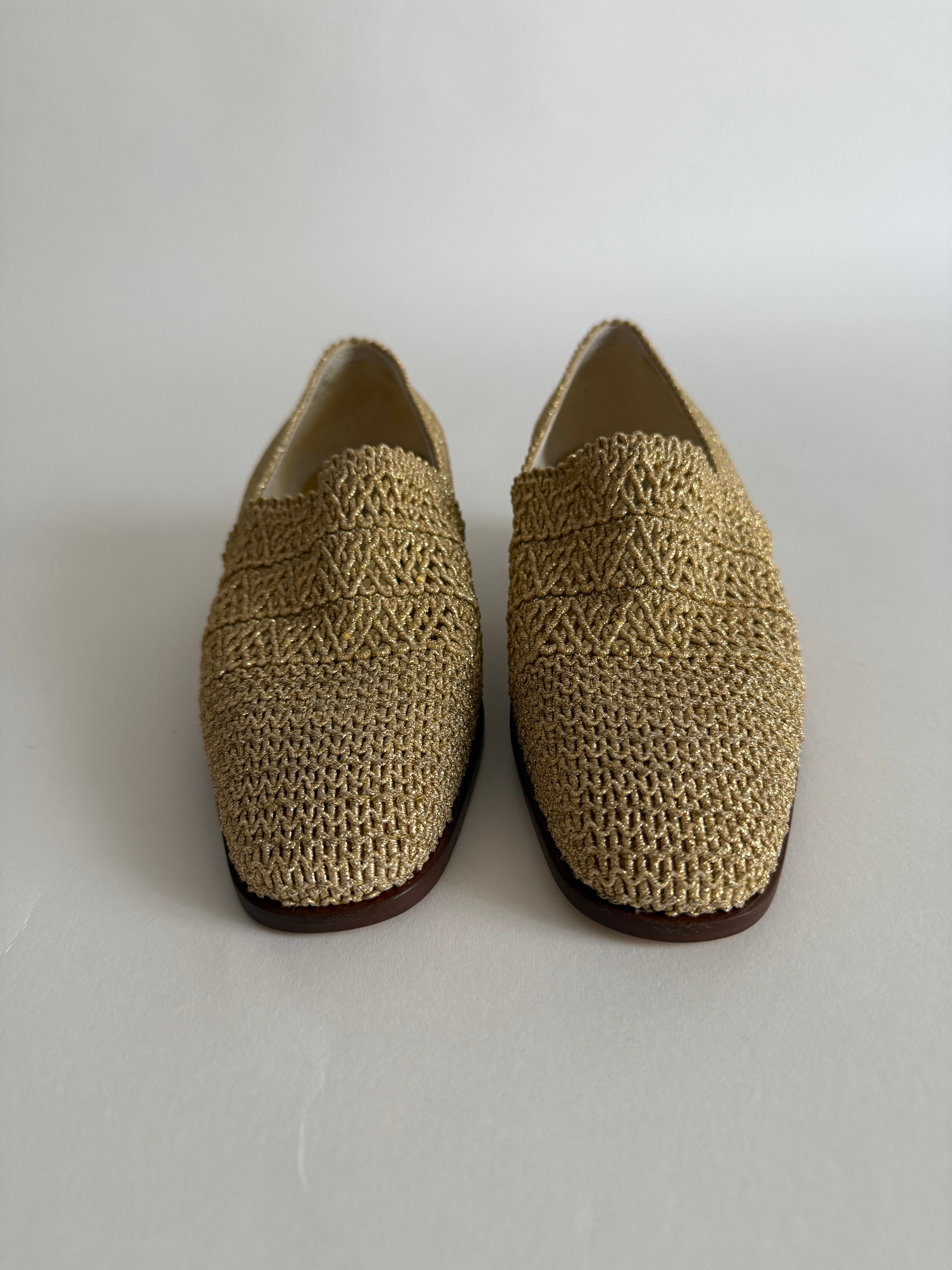 Gold mesh moccasin