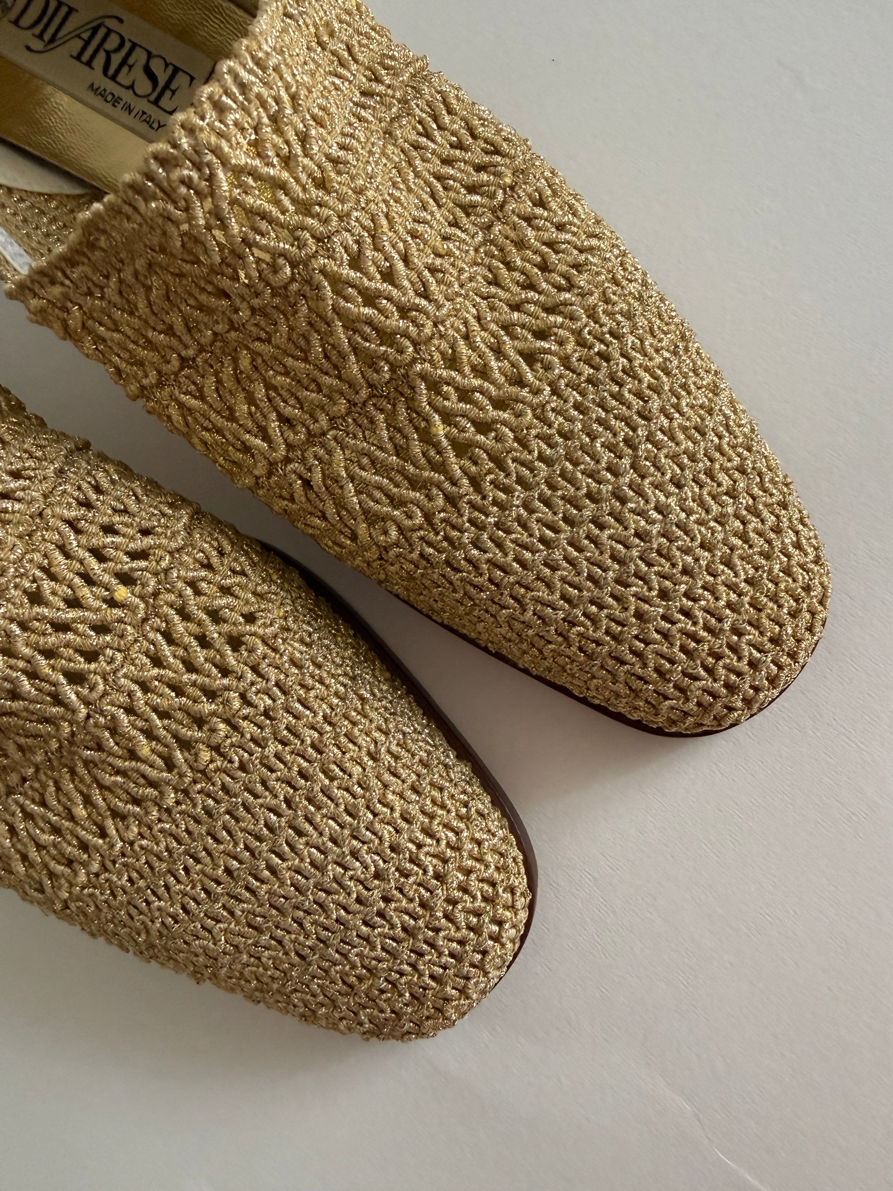 Gold mesh moccasin