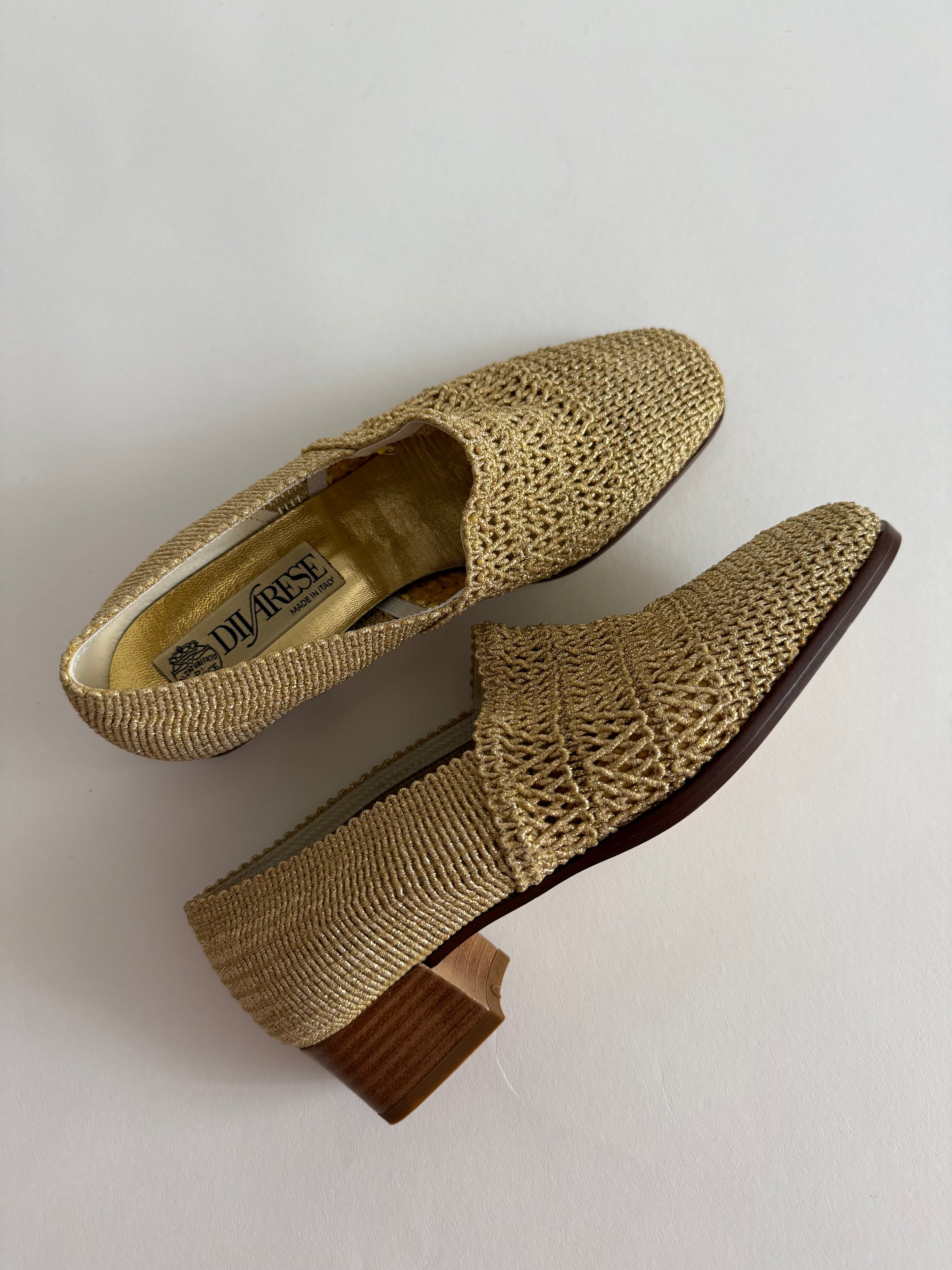Gold mesh moccasin