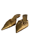 Bronze leather mules