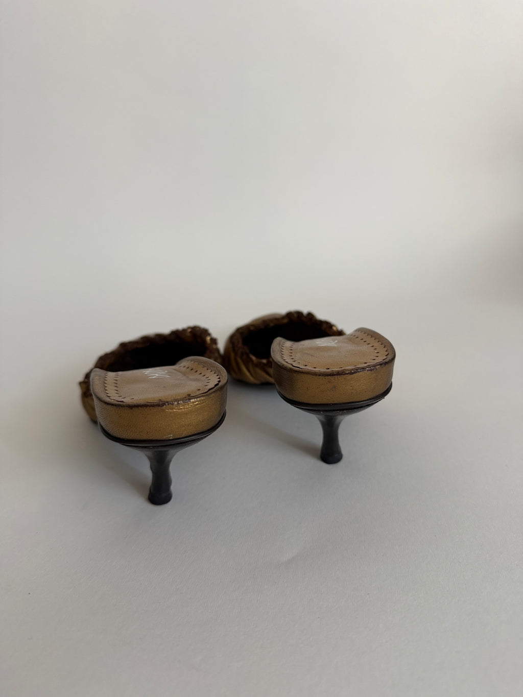Bronze leather mules