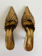 Bronze leather mules