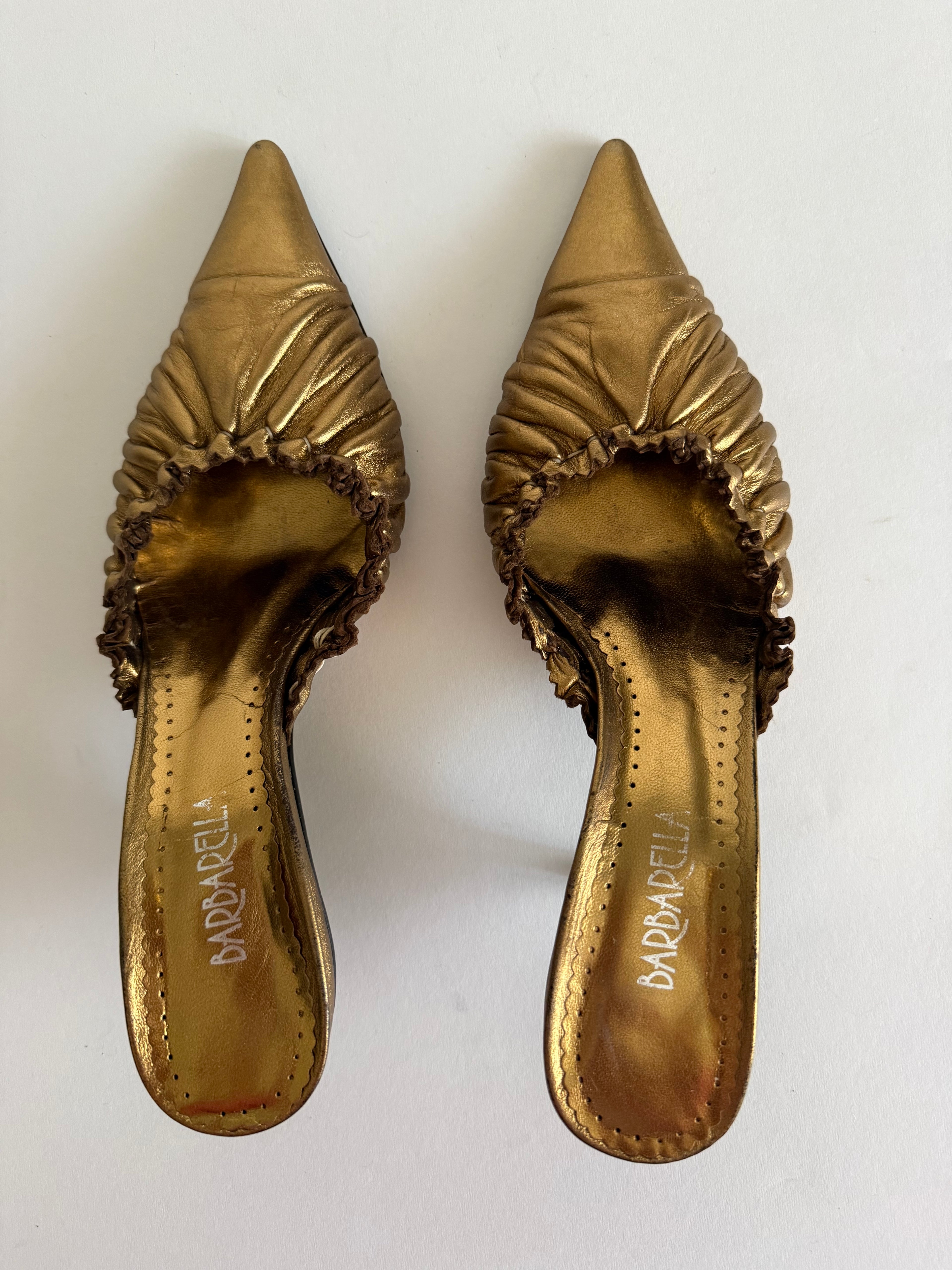 Bronze leather mules